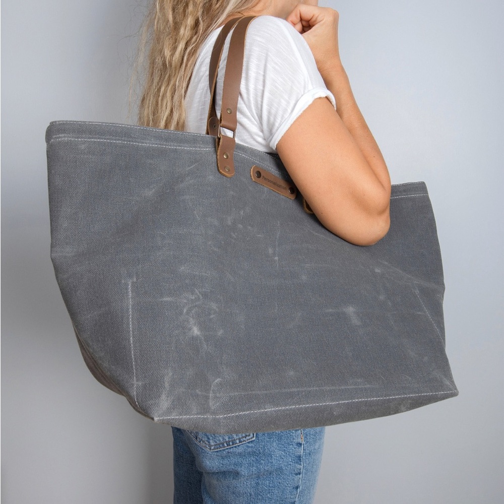 Waxed Canvas Yarn Bag for Knitting and Crochet, New